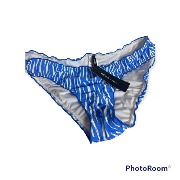 NWT BCBG paris blue and white zebra swimsuit bottom size XL - Picture 1 of 11